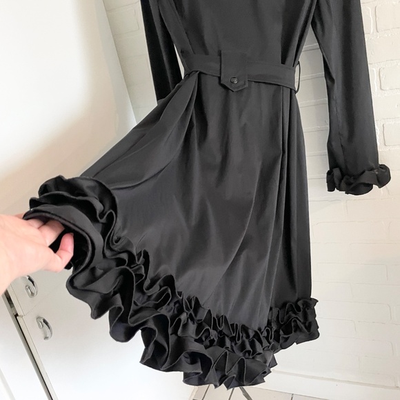 Joseph Ribcoff Trench coat/Dress Ruffled Statement Whimsigoth Pockets Sz 12 - Picture 14 of 15